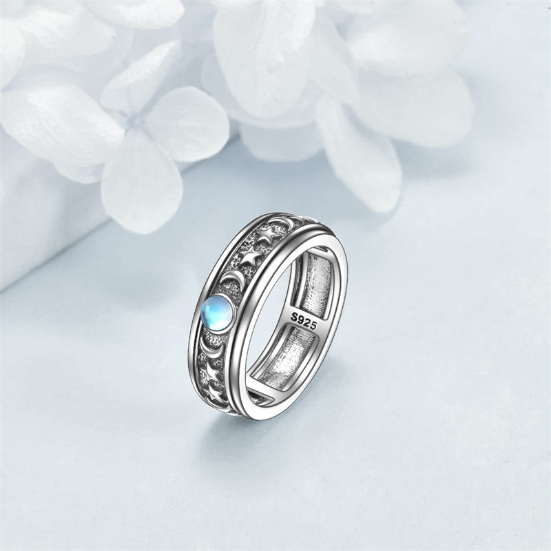 Sterling Silver Claddagh Moon And Star Anxiety Spinner Ring