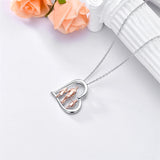 Sterling Silver Father Daughter Heart Pendant Necklace from Dad Gift for Daughter