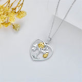 14K Gold Sunflower Pendant Necklace