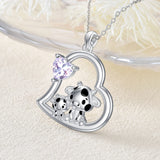 Sterling Silver Mother Daughter Cow Pendant Necklace