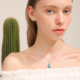 Sterling Silver Opal Turquoise TearDangle Urn Necklace for Ashes