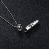 Sterling Silver Bar Bullet Cross Urn Necklace for Ashes
