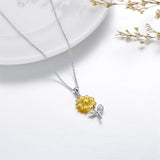 14K Gold Sunflower Pendant Necklace