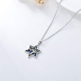 Sterling Silver Black Onyx Abalone Shell Celtic Knot Tree of Life Pendant Necklace