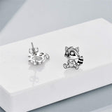 Sterling Silver Raccoon Stud Earring