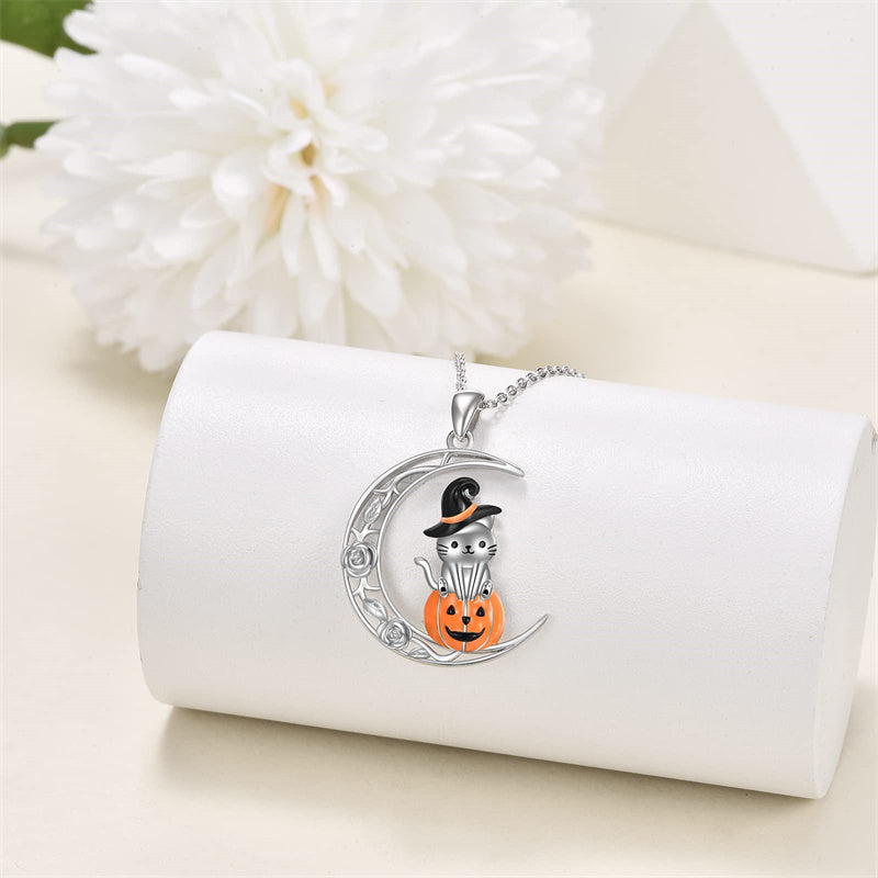 Sterling Silver Ghost Pumpkin Pendant Necklace