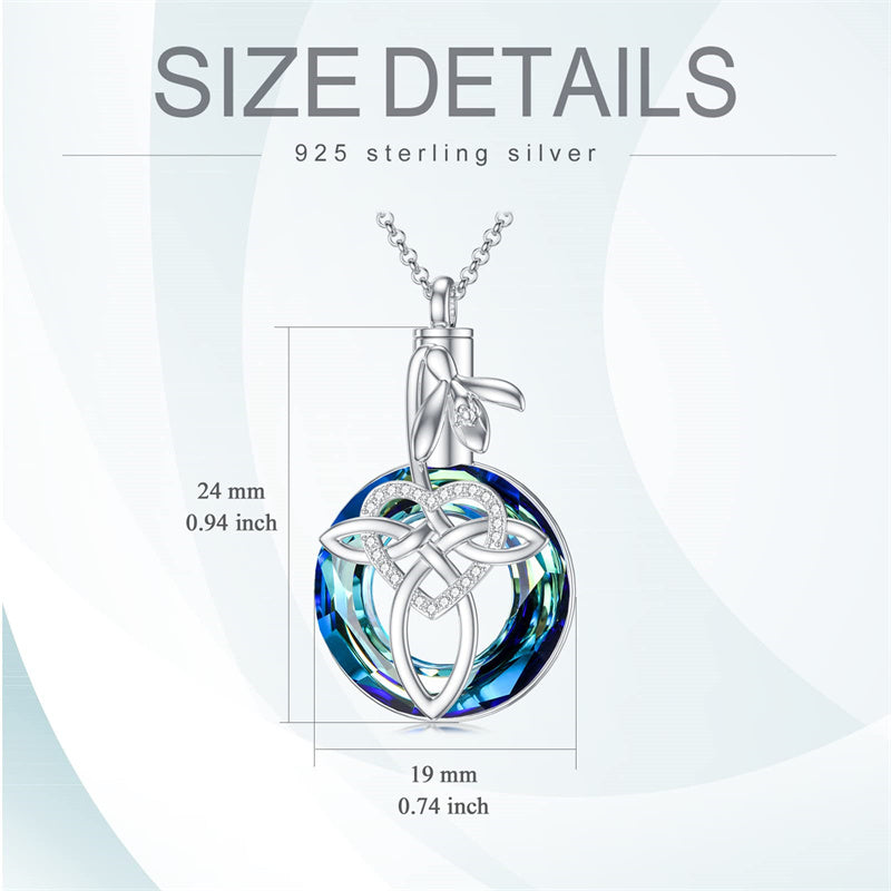 12 Birth Month Flower Cremation Jewelry for Ashes Celtic Knot Heart Ashes Memorial Keepsake Urn Necklace Circle Crystal