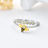 Sterling Silver Bee with 5A Cubic Zirconia Promise Ring