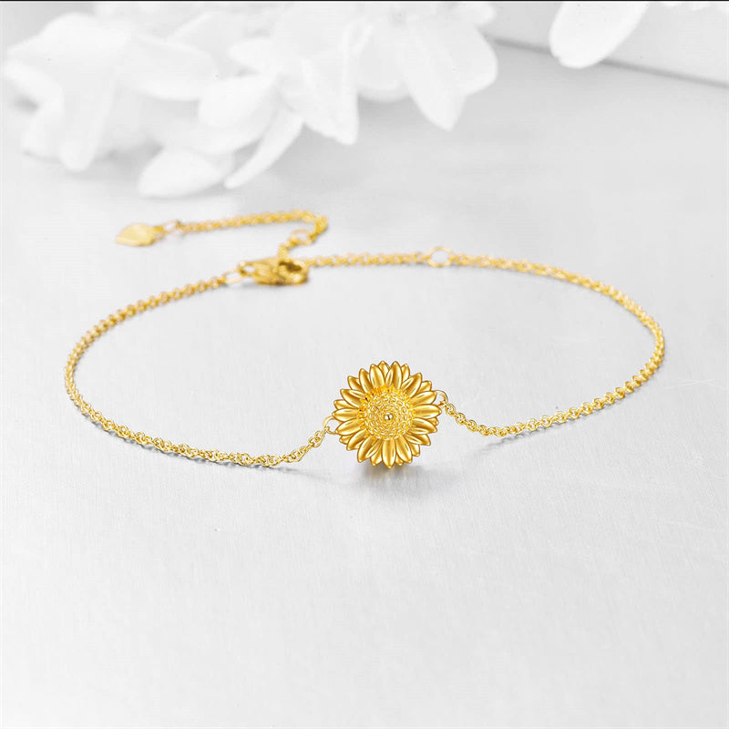 14K Yellow Gold Sunflower Bracelet