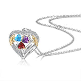 Sterling Silver Personalized Birthstone & Name Heart Shaped Pendant Necklace