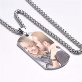 Stainless Steel Personalized Phot Text Pendant Necklace