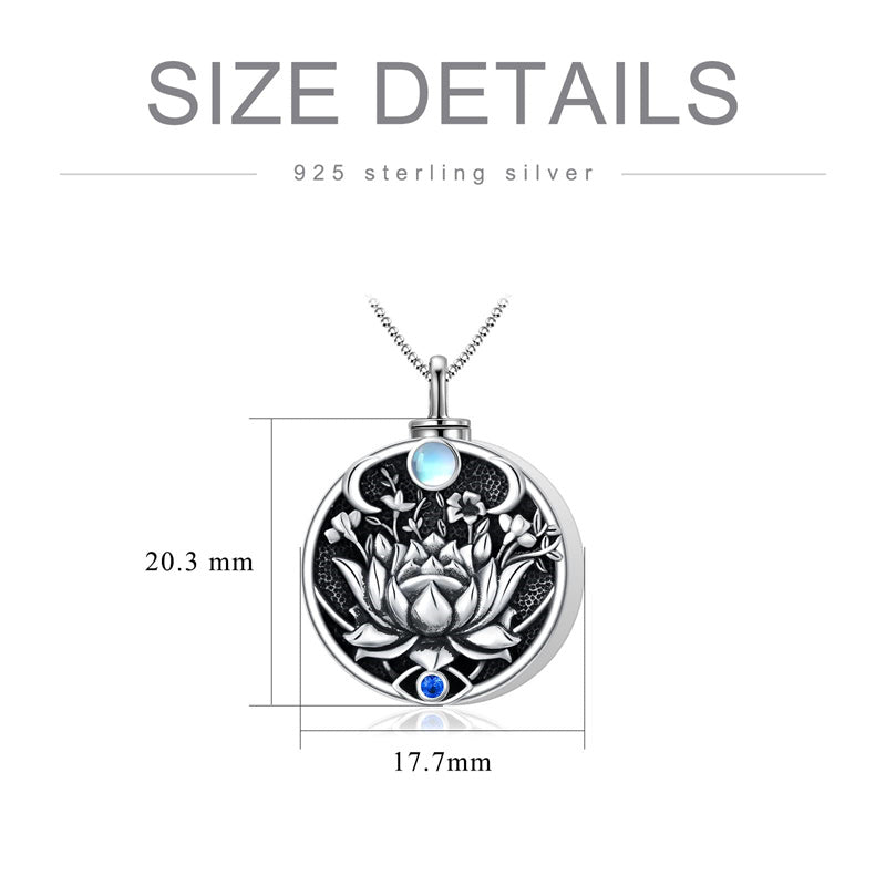 Evil Eye Urn Necklace Sterling Silver Lotus  Evil Eye Pendant Necklace Spiritual Protection Jewelry Birthday Christmas Gifts for Women Men