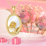 14K Gold Rose Flower Pendant Necklace