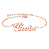 Silver Personalized Name Single Layer Anklet