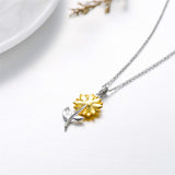 14K Gold Sunflower Pendant Necklace