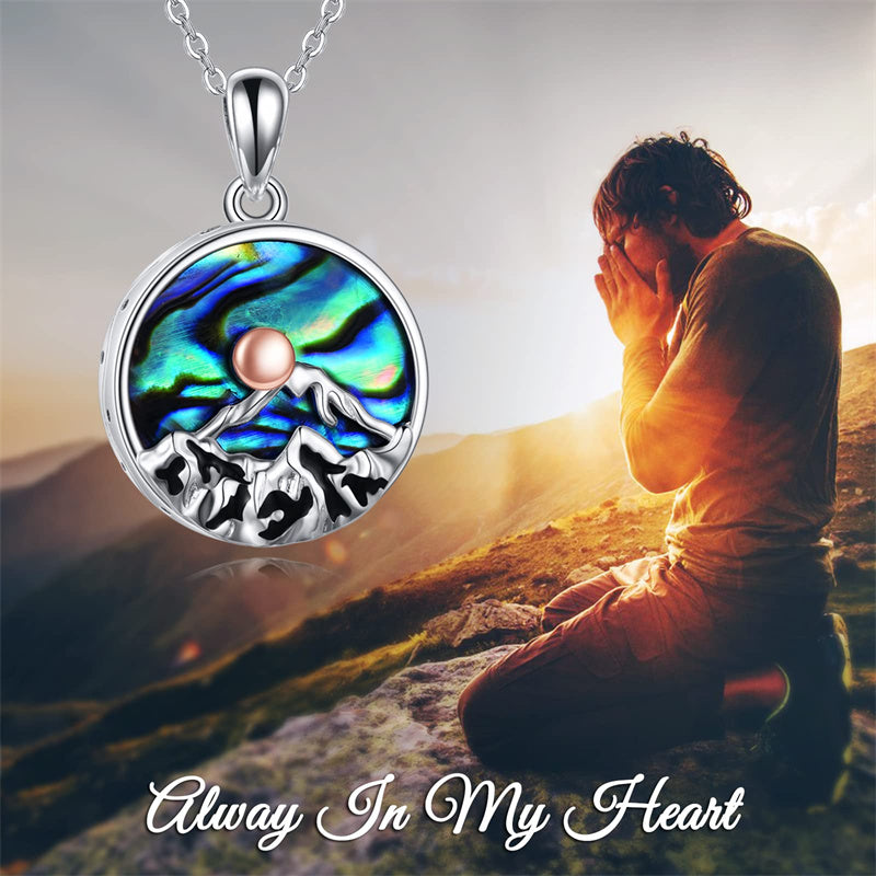 Mountain Range Urn Necklace for Ashes Sterling Silver Crystal Mountain Pendant Necklace Nature Jewelry Gift for Women