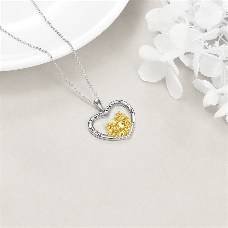 Sterling Silver Sister Pendant Necklace Engraved With Always My Sister forever My Friend