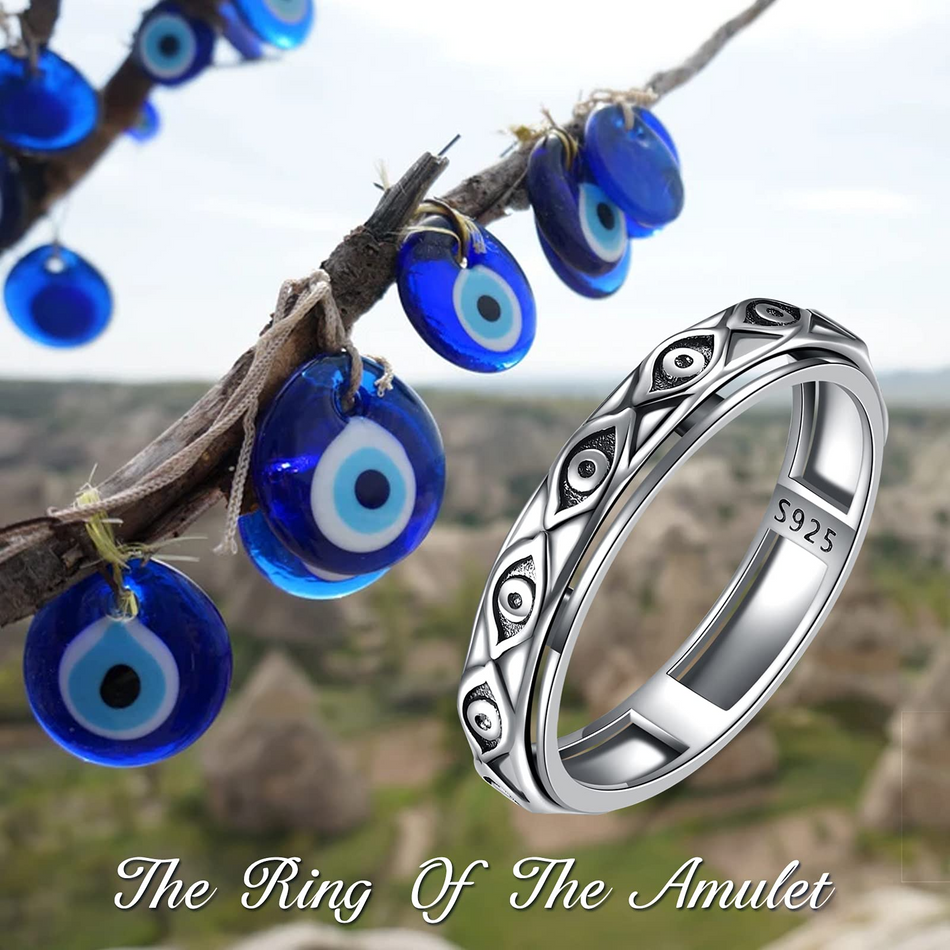 Sterling Silver Evil Eye Spinner Ring