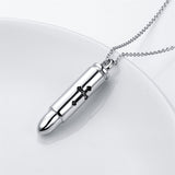 Sterling Silver Bar Bullet Cross Urn Necklace for Ashes