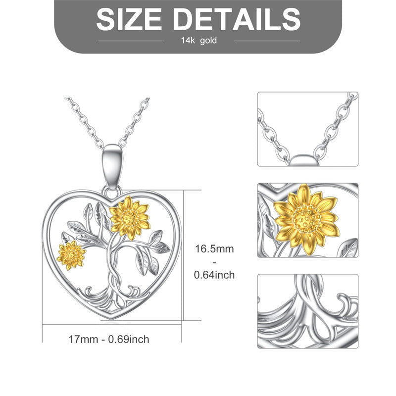14K Gold Sunflower Pendant Necklace