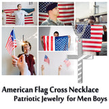 Stainless Steel American Flag Cross Pendant Necklace for Men