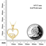 14k Solid Gold Moissanite Love Heart Mama Bear Pendant Necklace
