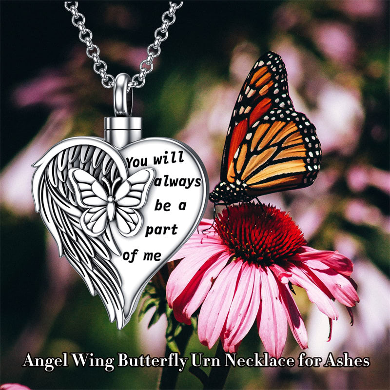 Sterling Silver Butterfly  Necklaces for Ashes with engraved words