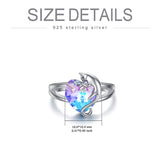 Sterling Silver Cat Heart Crystal Animal Ring