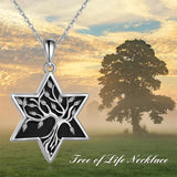 Sterling Silver Black Onyx Abalone Shell Celtic Knot Tree of Life Pendant Necklace