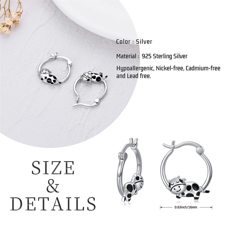Sterling Silver Cow Hoop Earrings