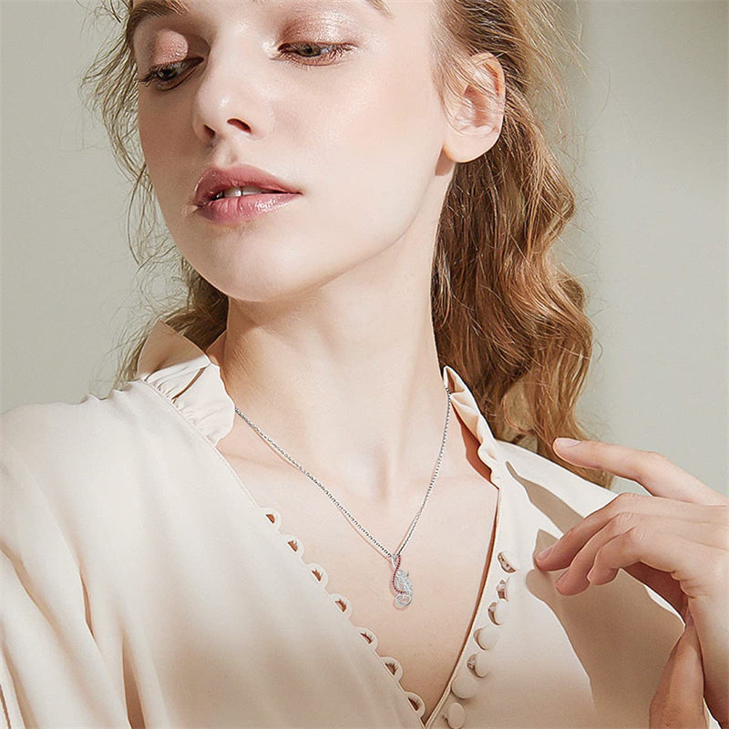 Sterling Silver Birthstone Music Note & Birth Flower Pendant Necklace