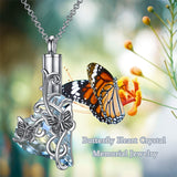 Sterling Silver Crystal Butterfly Urn Necklace for Ashes