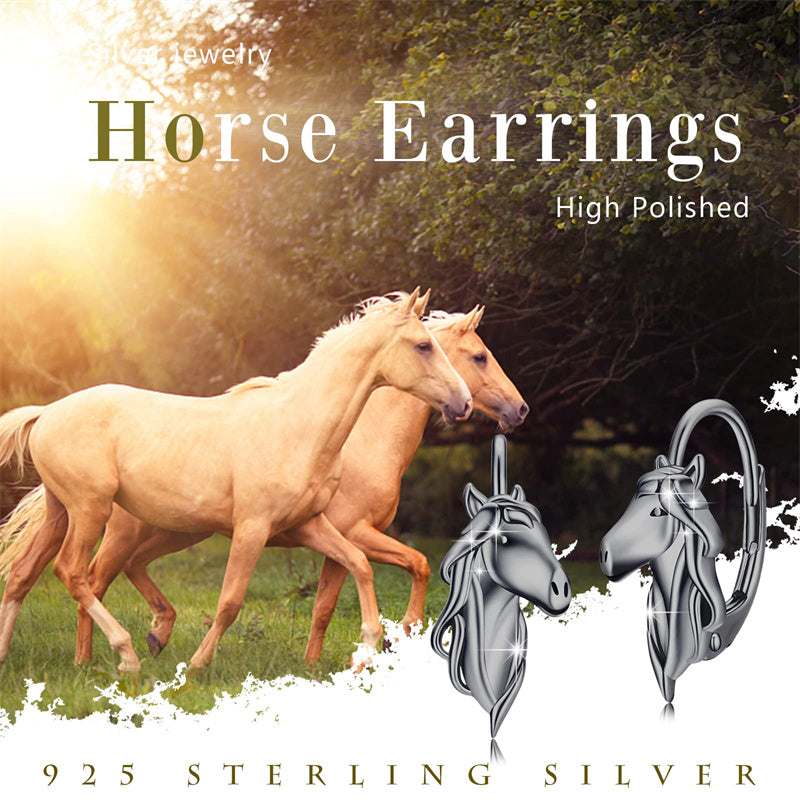 Sterling Silver Horse Leverback Earrings