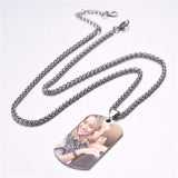 Stainless Steel Personalized Phot Text Pendant Necklace