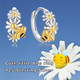 Sterling Silver Daisy Hoop Earrings