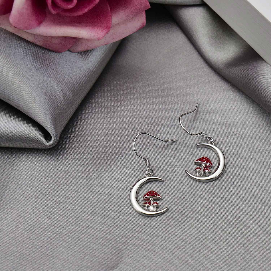 Sterling Silver Mushroom Dangle Earrings