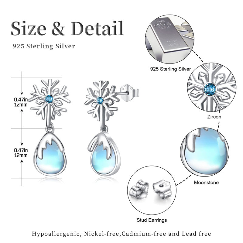 Sterling Silver Snow Moonstone Stud Earrings