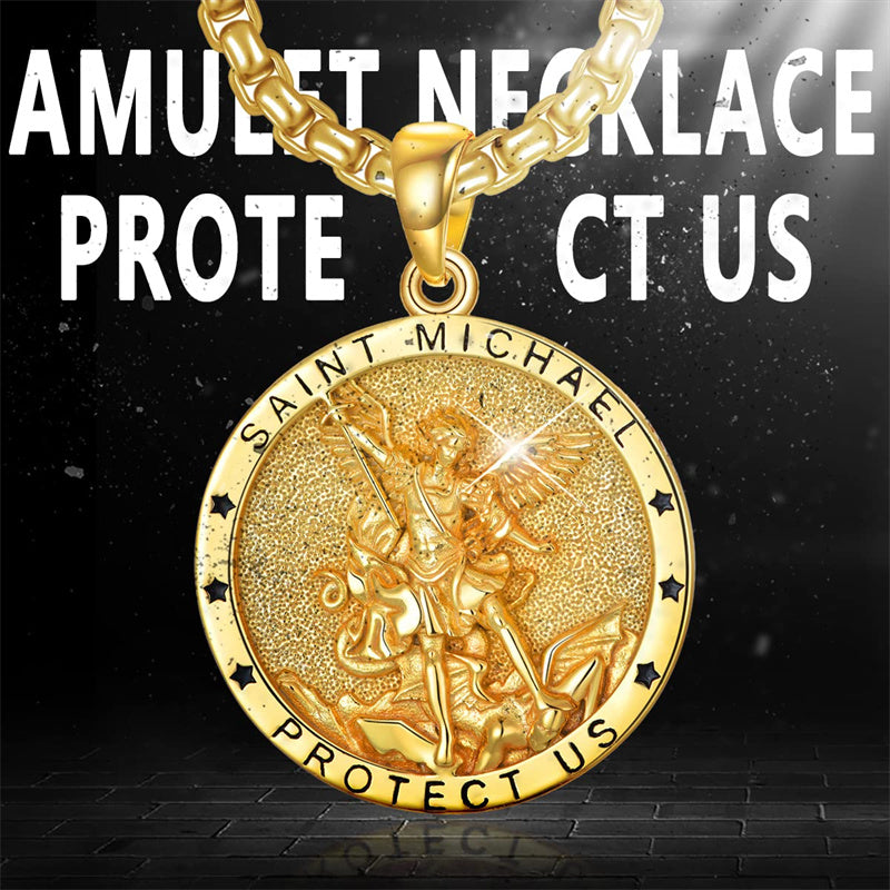 Sterling Silver St Michael St Christopher Pendant Necklace for Men