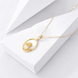 14K Gold Rose Flower Pendant Necklace