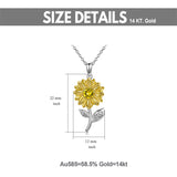 14K Gold Sunflower Pendant Necklace