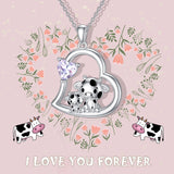 Sterling Silver Mother Daughter Cow Pendant Necklace