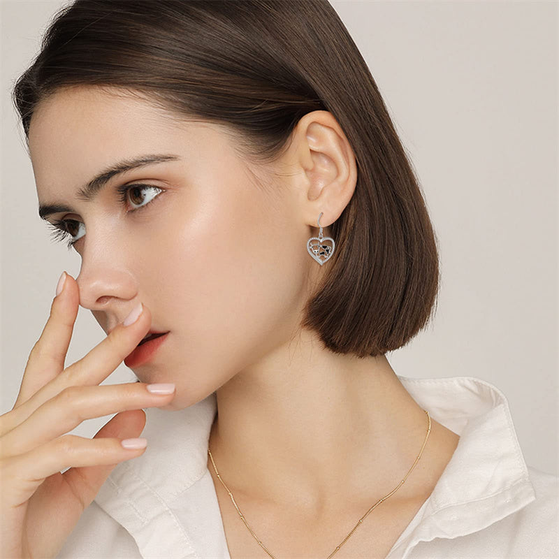 Sterling Silver Cow  Drop Earrings