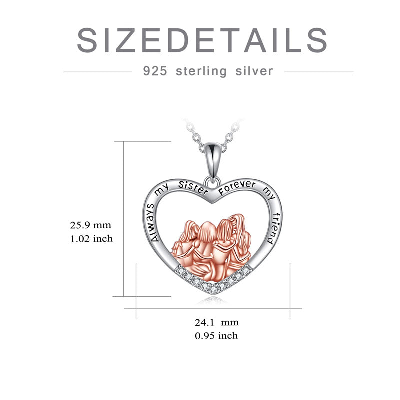 Sterling Silver Sister Pendant Necklace Engraved With Always My Sister forever My Friend
