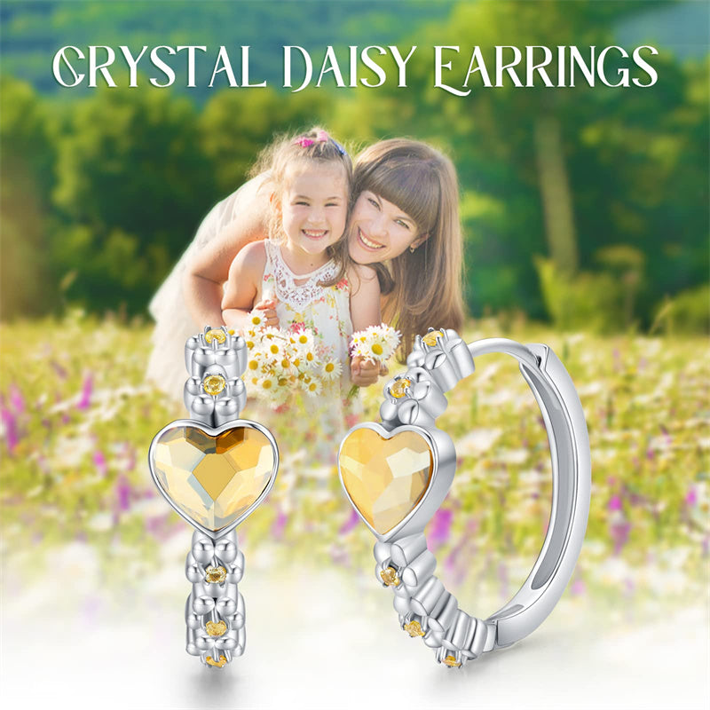 Sterling Silver Daisy Hoop Earrings