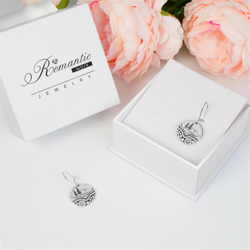 Sterling Silver Trail Mini Forest Pebble Wildflower Dangle Earrings