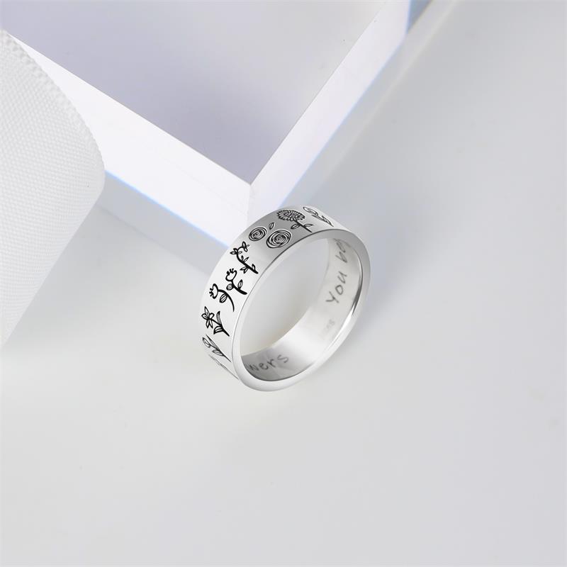 Sterling Silver Wildflowers Nature Ring Engraved with You belong among the wildflower