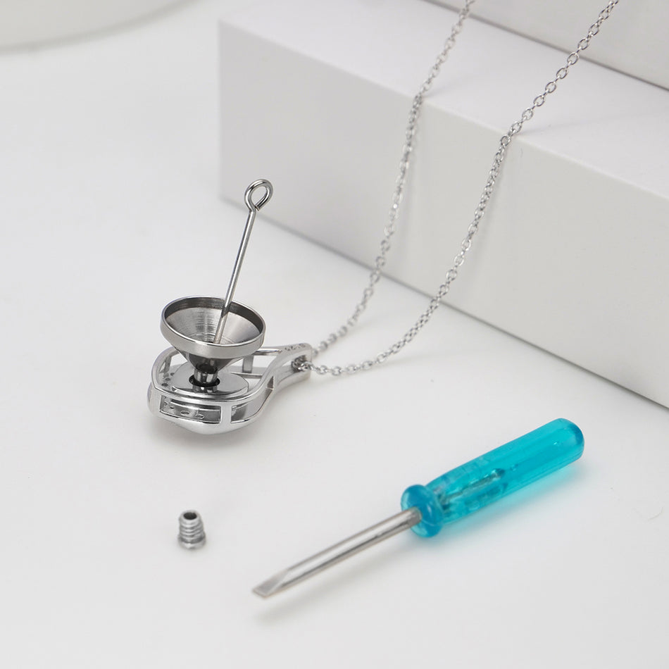 Sterling Silver Heart Shape Tear Dangle Urn Necklace for Ashes