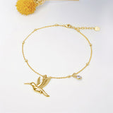 Sterling Silver Hummingbird Single Layer Anklet