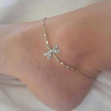 Silver Dragonfly Anklet Adjustable little Dragonfly Jewelry Summer Gift S925 Sterling Silver Stackable anklet enjoy life creative
