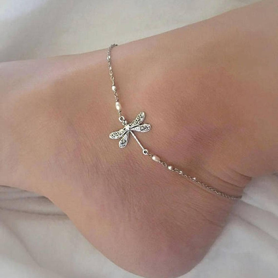 Silver Dragonfly Anklet Adjustable little Dragonfly Jewelry Summer Gift S925 Sterling Silver Stackable anklet enjoy life creative